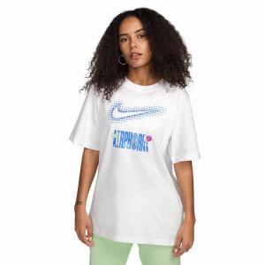 Nike T-Shirt Logo Over Bianco Donna S