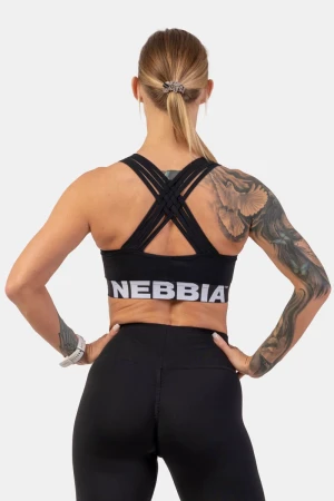 Medium Impact Cross Back Sports Bra - Sort , L
