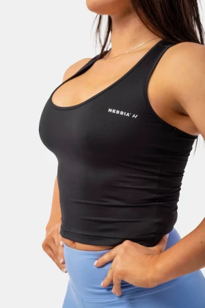 Nebbia Slim-fit Crop Tank Top - Sort , M