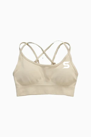 Sporty Classic Sports Bra - Beige , M