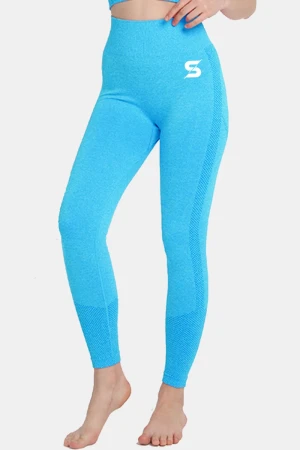 Sporty Seamless Comfort Tights - Blue , L