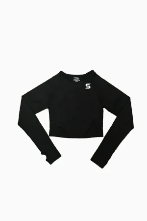 Sporty Elly Longsleeve Cropped - Black , S
