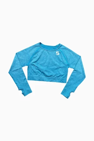 Sporty Elly Longsleeve Cropped - Lake Blue , L