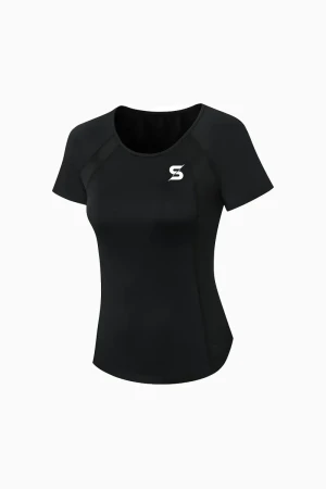 Sporty Stretchy Workout T-shirt - Black , S