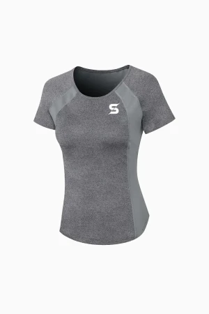 Sporty Stretchy Workout T-shirt - Grey , S