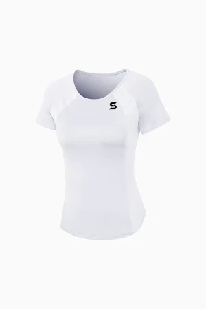 Sporty Stretchy Workout T-shirt - White , S