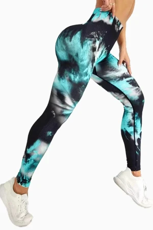 Sporty Tie-Dye Peach Leggings - M