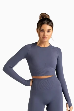 Essential Foods Crop Long Sleeve - Grey , L