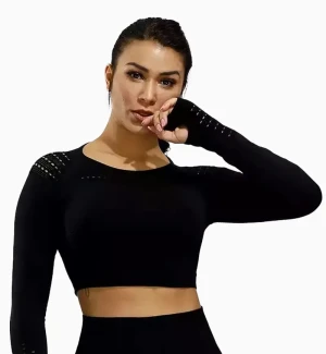 Impact Cropped Long Sleeve - Black , S