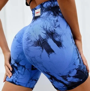 Tie Dye Scrunch Shorts - Blue , XS