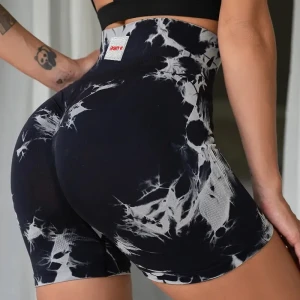 Tie Dye Scrunch Shorts - Black , L