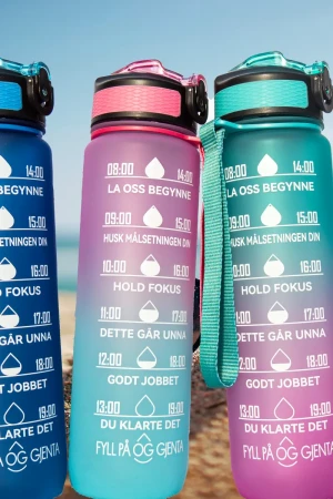 Sporty Motivasjon Drikkeflaske - 1 liter - Rosa