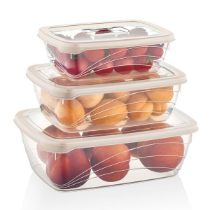 Herzberg Σετ 3 πλαστικά BPA Free δοχεία φαγητού με καπάκια HG-L764IVR