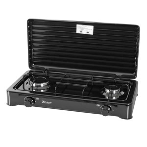 Zilan Διπλή Εστία Υγραερίου Εμαγιέ Μαύρη ZLN0025-BLK