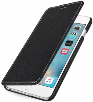 StilGut - Handyhülle für iPhone 6s Plus „Book Type“ aus Leder ohne Clip Schwarz