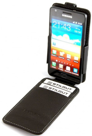 StilGut - Ledertasche für Galaxy S2 i9100 and i9105 mit Gürtelschnalle