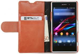 StilGut - Ledertasche "Talis" für Sony Xperia Z1 Compact Cognac