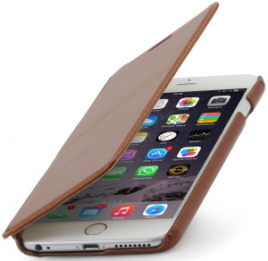 StilGut - Handyhülle für iPhone 6 Plus "Book Type" aus Leder ohne Clip Graublau Nappa