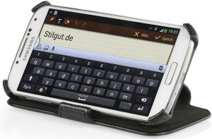 StilGut - Tasche mit Standfunktion für Galaxy S4 i9500 Schwarz