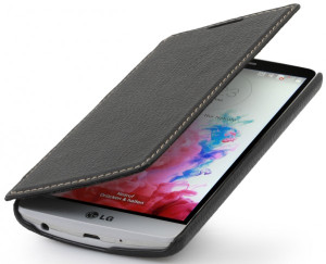 StilGut - Ledertasche "Book Type" für LG G3s Schwarz Nappa