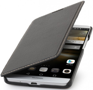 StilGut - Handyhülle für Huawei Ascend Mate 7 "Book Type " ohne Clip Cognac