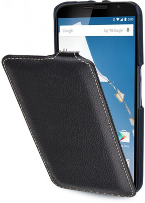 StilGut - Handyhülle für Nexus 6 "UltraSlim" aus Leder Schwarz