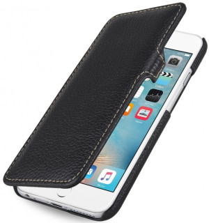 StilGut - iPhone 6s Plus Tasche „Book Type“ aus Leder mit Clip Schwarz Nappa