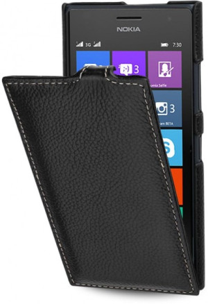 StilGut - Handyhülle für Nokia Lumia 730 and 735 "UltraSlim" aus Leder Schwarz