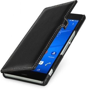 StilGut - Handyhülle für Sony Xperia Z3 "Book Type" mit Clip aus Leder Schwarz