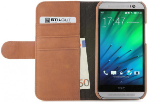 StilGut - Ledertasche "Talis" für HTC One M8 / M8s Cognac Vintage