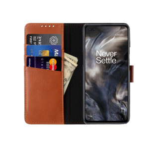 StilGut - OnePlus Nord Flip Cover Talis mit Kartenfach Cognac Antik