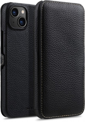 iPhone 14 Plus Leder Tasche Book Type mit Clip Schwarz - StilGut