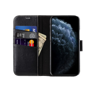 StilGut - iPhone 12 Pro Max Flip Cover Talis mit Kartenfach Schwarz