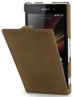 StilGut - UltraSlim Case für Sony Xperia Z1 Old Style Camel Brown