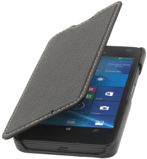 StilGut - Lumia 550 Case Book Type aus Leder ohne Clip Cognac