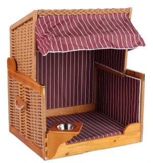Hundestrandkorb PE beige Dessin Rot Gestreift