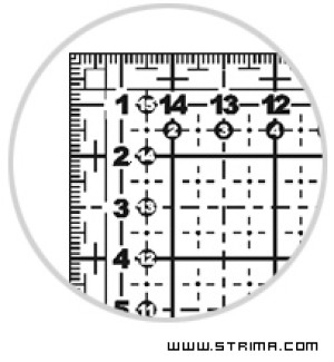 Liniał do patchworku i quiltingu, 160x160 mm, podziałka centymetrowa, czarna - Donwei
