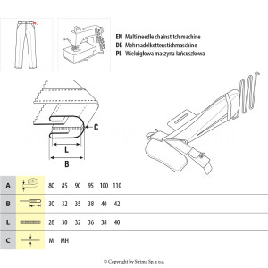 Lamownik podwijający, do 100mm paska z dzianin, z wszyciem gumy 35mm - UMA
