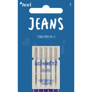 Igły do denimu (jeansu) do maszyn domowych, 5 sztuk, grubość 100 - Texi