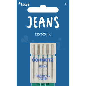 Igły do denimu (jeansu) do maszyn domowych, 5 sztuk, grubość 70 - Texi