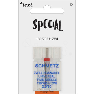 Igły do ściegu ozdobnego do maszyn domowych, para, grubość 80, rozstaw 2,5 mm - Texi