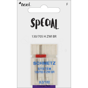 Igły do ściegu ozdobnego do maszyn domowych, para, grubość 100, rozstaw 8,0 mm - Texi