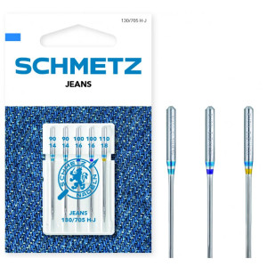 Igły do denimu (jeansu) SCHMETZ do maszyn domowych, 5szt. 2x90, 2x100, 1x110 - Schmetz