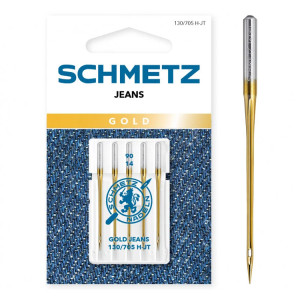 Igły złote do denimu (jeansu) SCHMETZ do maszyn domowych, 5szt.x90 - Schmetz