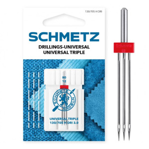Igły SCHMETZ do maszyn domowych, rozstaw 3,0 mm, 3x80 potrójna, do ściegu ozdobnego - Schmetz