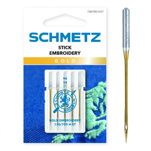 Igły złote do haftu SCHMETZ do maszyn domowych, 5szt.x90 - Schmetz
