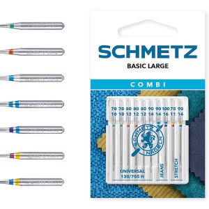 Igły SCHMETZ, 10szt. (130/705H 2x70, 3x80, 1x90 + 130/705 H-J 1x90, 1x100 + 130/705 H-S 1x75, 1x90) - Schmetz