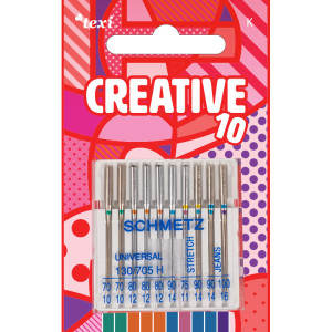 Igły do maszyn domowych MIX, 10szt. 130/705H 2x70, 3x80, 1x90 + 130/705 H-J 1x90, 1x100 + 130/705 H-S 1x75, 1x90 - Texi