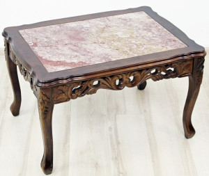 Stylowy Stolik Kawowy z Kamiennym Blatem 119037