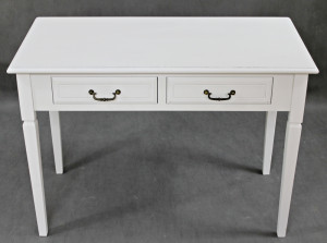 Biurko stylizowane białe 108 cm | Drewno egzotyczne + MDF | 2 szuflady | Kod: 120004